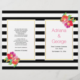 Vattenskärtblommor, svartvit bröllopsprogram