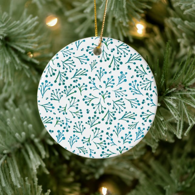 Vattenskärtblommor - turkos julgransprydnad keramik (Träd)