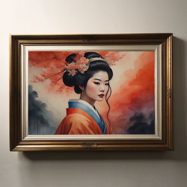 Vattenskärtfärgning Fina asiatiska blommor Poster (Skapare uppladdad)