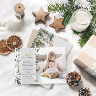 Vattenskärtfoto i julklapp modern julkort