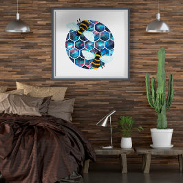 Vattenskärtgalaxi hexagon mönster med två bin poster