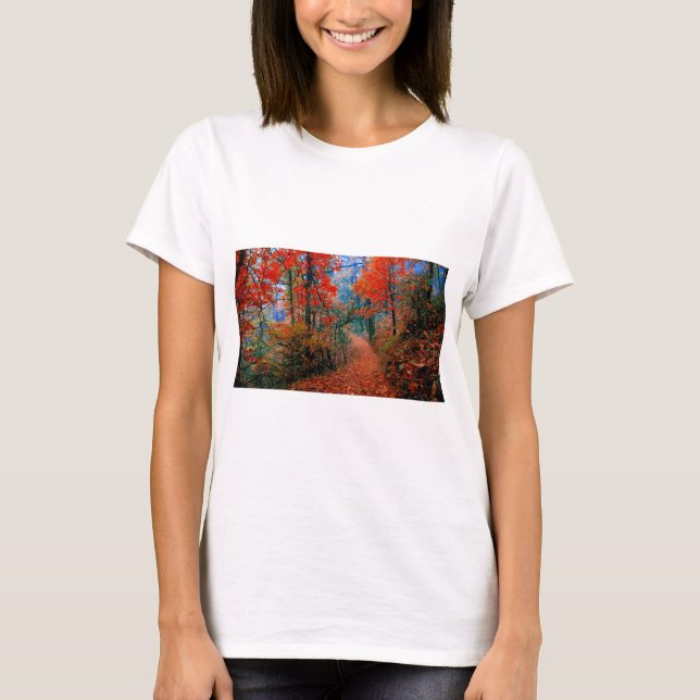 Vattenskärtgåvor för målade skoghösten t shirt (Framsida)
