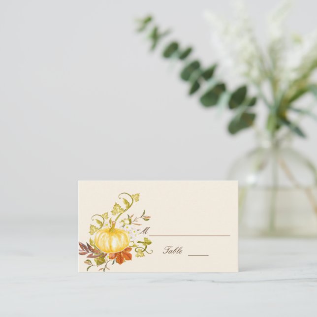 Vattenskärthöstpumpa och Löv Bröllop Flat Placeringskort (Stående Fram)