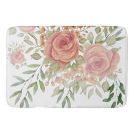 Vattenskärtkonst för  rosa ros badrumsmatta