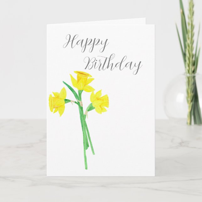 Vattenskärtkort för Daffodils Birthday Card Kort (Framsida)