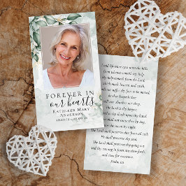 Vattenskärtkort för eukalyptus Photo Memorial Pray Visitkort