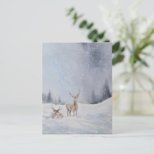 Vattenskärtkort för julgranar i Hjorten - Festive Vykort