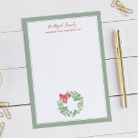 Vattenskärtkort för Tackkort av utandning Anteckningskort<br><div class="desc">Säg tack till vänner och familj med mina anteckningskort för festliga personliger och eleganter. De har din familj namn eller monogram i en handskriven manustypografi med personligen adress. Designad med min handmålade julkrans av eukalyptus grey och röd båge i min ursprungliga vattenfärgskonst över en skarp vit bakgrund. Ett minimalistiskt gräns...</div>