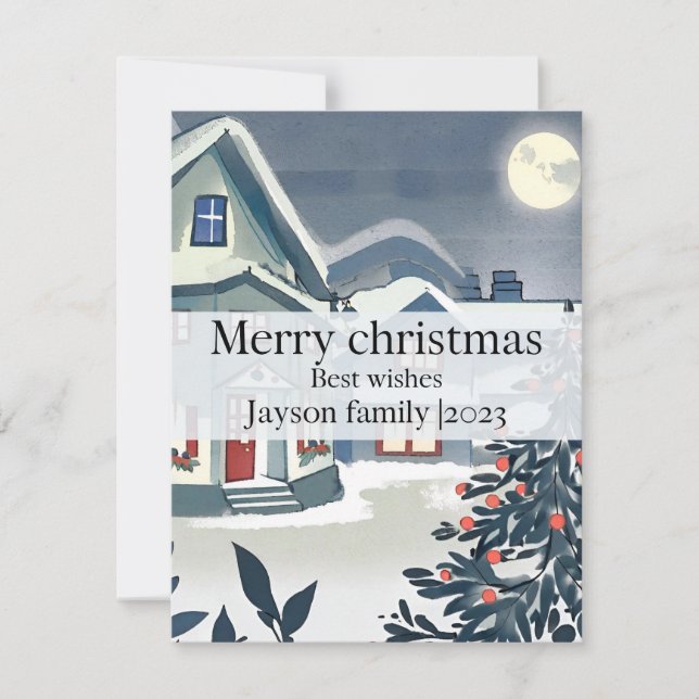 Vattenskärtlig och skarp elegant, ristmas söt julkort (Framsida)