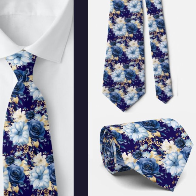 Vattenskärtningsblommor Bröllop vid marinblått Gul Slips (Skapare uppladdad)