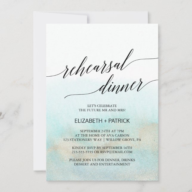 Vattenskärtningsmiddag för akvatiska och Guld Inbjudningar (Framsida)