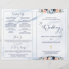 Vattenskärtningsprogram Blått Blommigt Bröllop