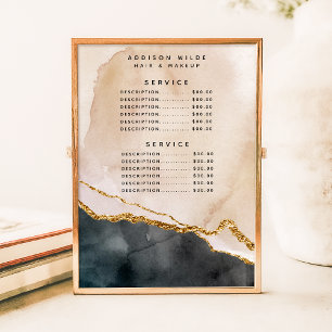 Vattenskärtningstjänst Rosa Black Guld Marble Serv Poster