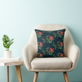 VattenskärtOrange Lily Illustration Mörk Turcos Kudde