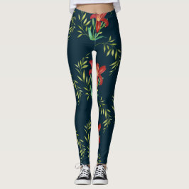 VattenskärtOrange Lily Illustration Mörk Turcos Leggings