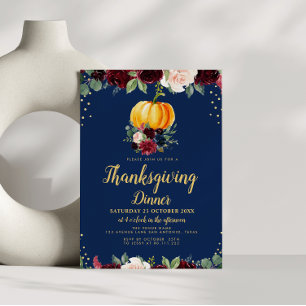 Vattenskärtpumpad blommigt thanksgiving middag inbjudningar