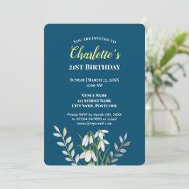 Vattenskärtskädda Snödroppar Illustration Födelsed Inbjudningar