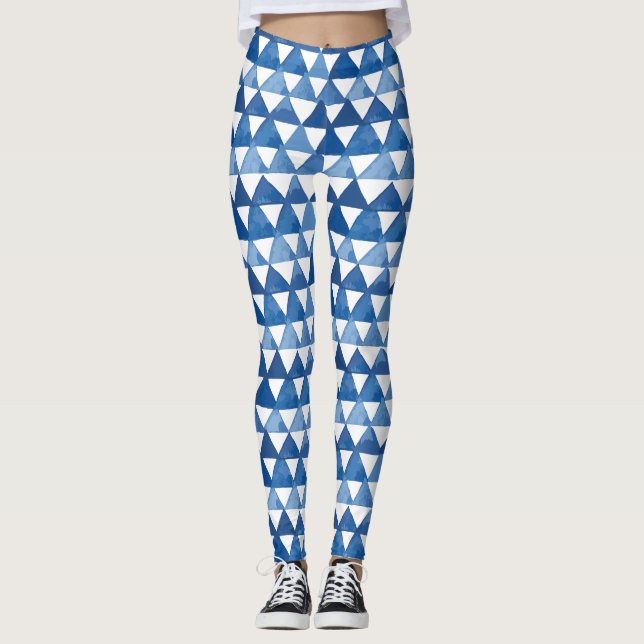 Vattenskärtskade med blå trianglar mönster leggings (Framsida)