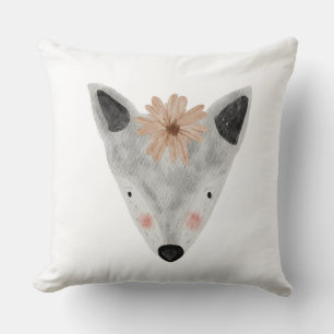 Vattenskärtskål, baby djur, vit grått-daghem kudde