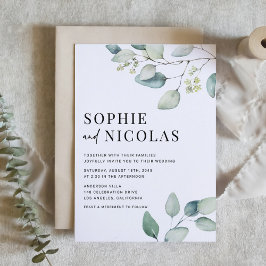 Vattenskärtskål Grönt Eucalyptus Bröllop Inbjudningar
