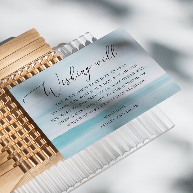 Vattenskärtskblå nautisk bröllop önskar lycka till tilläggskort (Skapare uppladdad)