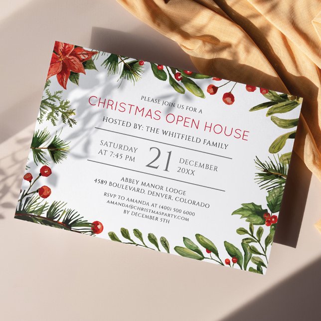 Vattenskärtskjul - Helgdagar Öppet hus Party Inbjudningar (Open House Christmas Party Invitation)