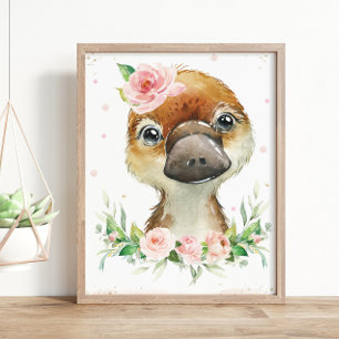 Vattenskärtskläder, platypus Rosa Blommigt Poster