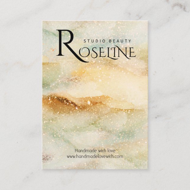 Vattenskärtskockor Blue guld glitter Visning Visitkort (Framsida)