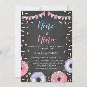 Vattenskärtskockor Donuts Black Spain Gender Revea Inbjudningar