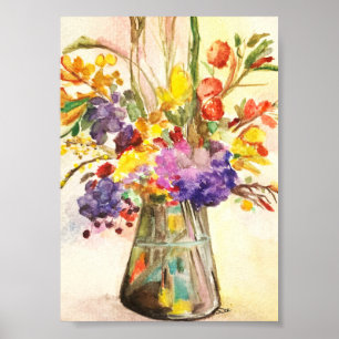Vattenskärtskockor för Blommigt 5x7 Premium Canvas Poster