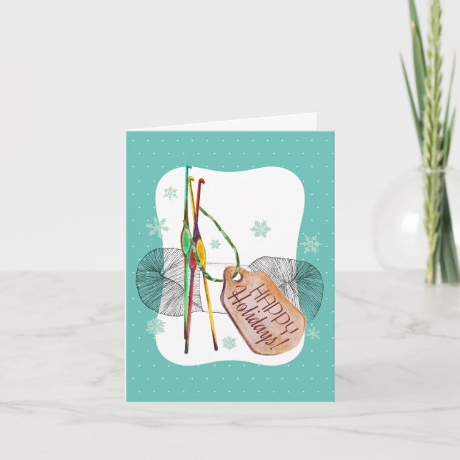 Vattenskärtskockor krok garn av handgjord jul helgkort (Framsida)