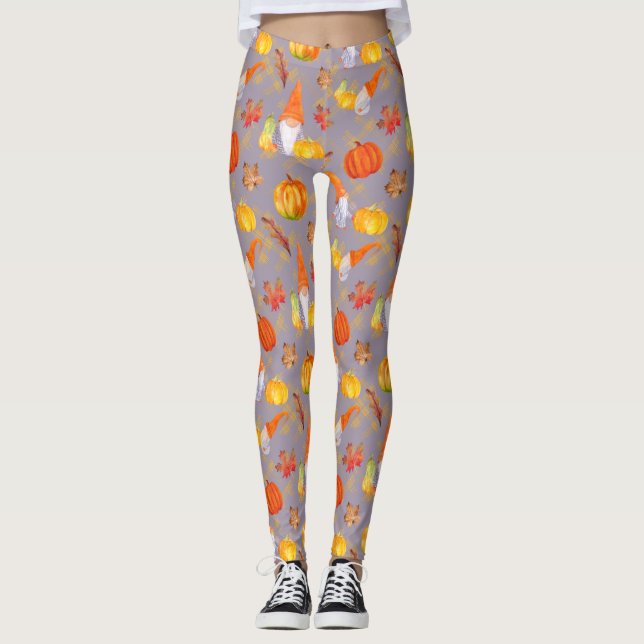 Vattenskärtskockor, pumpa och Löv leggin Leggings (Framsida)