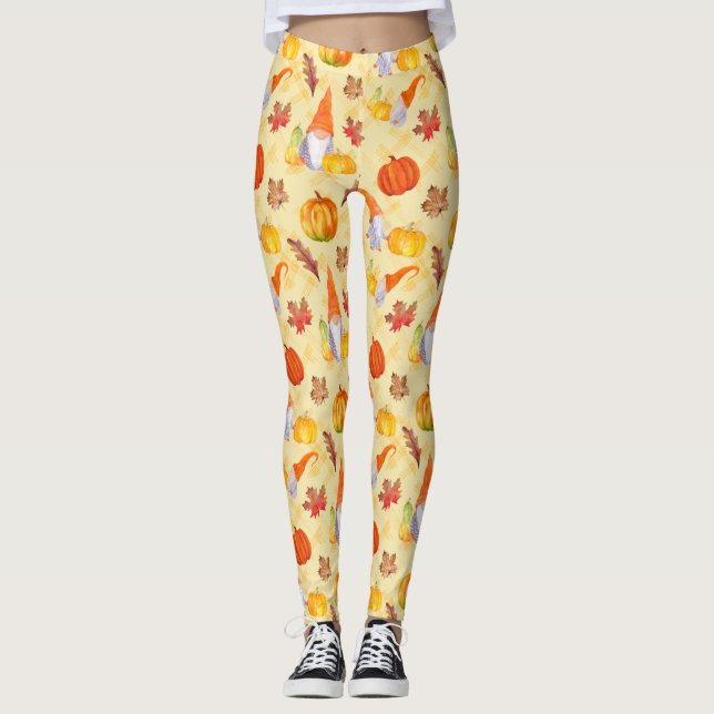 Vattenskärtskockor, pumpa och Löv leggin Leggings (Framsida)