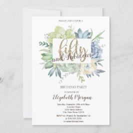 Vattenskärtskockor Succulents Polka dots 50:e Inbjudningar