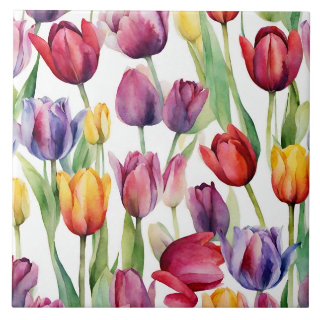 Vattenskärtskockor (Tulip Flowers) Tillfälle Kakelplatta (Framsidan)
