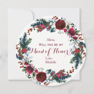Vattenskärtskockor vinterrödpeonier maid of honor inbjudningar