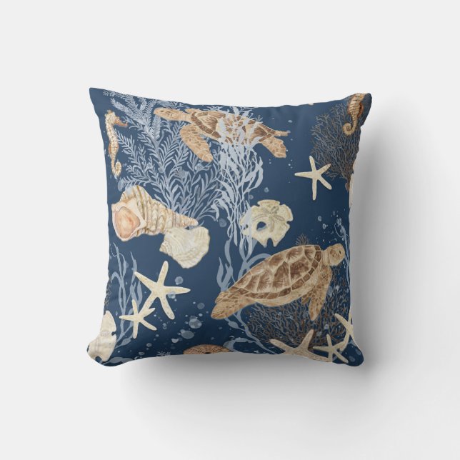Vattenskärtsköldpaddor Seahorse Starfish Sea Whisp Kudde (Framsida)