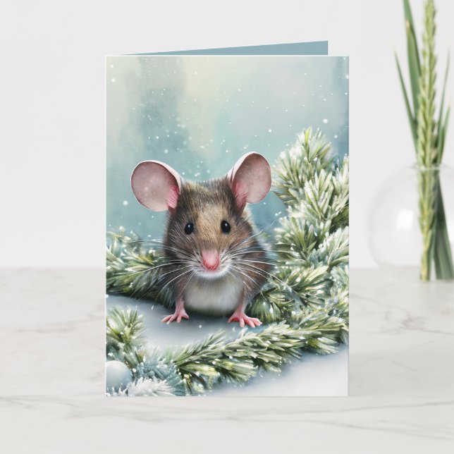 Vattenskärtskort för Helgdag av Cute Mouse-jul Helgkort (Framsida)