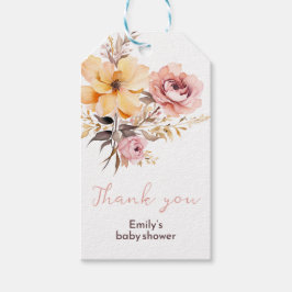 Vattenskärtskort för rosa, babydusch presentetikett