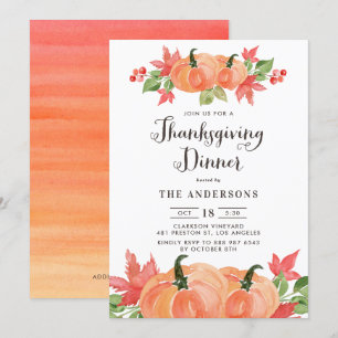 Vattenskärtskpumpor Hösthöstmiddag Thanksgiving Inbjudningar