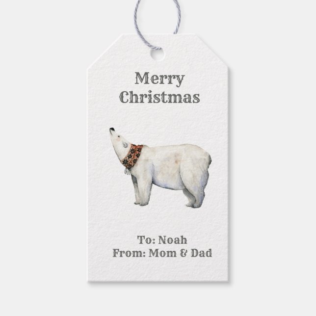 Vattenskärtskristmas polar med Gift-Märkre Presentetikett (Framsidan)