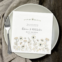 Vattenskärtskur Vit Blommigt neutralt gender babyd Pappersservett