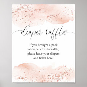 Vattenskärtskylt ro guld rosa Flicka Diaper raffle Poster