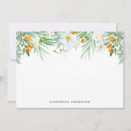 Vattenskärtvita Orchids och Kumquats Stationery Anteckningskort