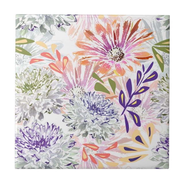 Vattenskärtvita, rosa blommor kakelplatta (Framsidan)