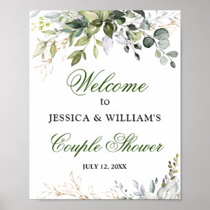 Vattenskärva Eucalyptus Greenery Par Shower Sign Poster