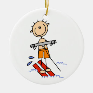 Vattenskidåkningstick figur julgransprydnad keramik