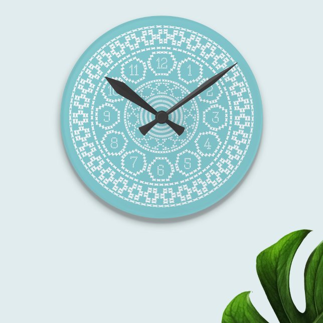 Vattensklockan för den nordiska Korna Rund Klocka (Inspired by nordic cross stitches. A fun clock to put on your wall)