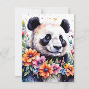 Vattenskort för Blommigt av Panda Bear Greeting Ca Julkort
