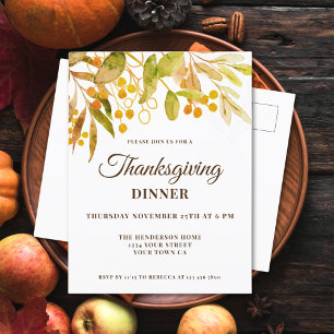 Vattenskort för inbjudan till Thanksgiving Vykort